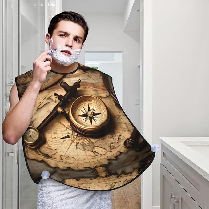 Cute Black Pug Dog-Standard-Scale-2_00x Print Beard Bib Shaving Apron, Beard Hair Trimming Cape Gift For Dad