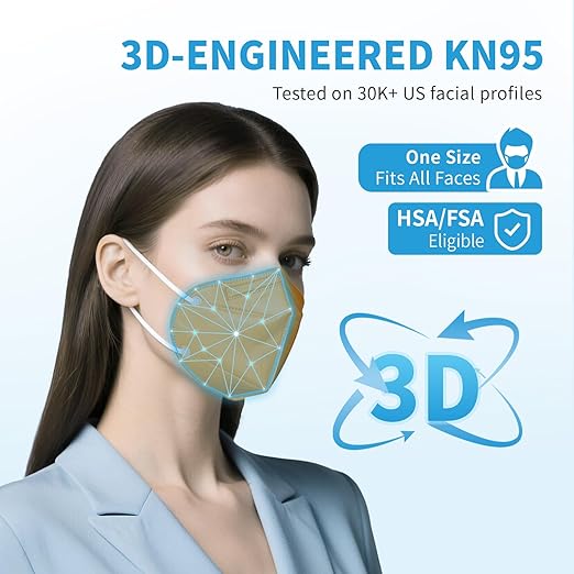 akgk KN95 Face Mask 50 PCS, Breathable Protection Masks, 5-Ply KN95 Masks, Cup Dust Safety Masks