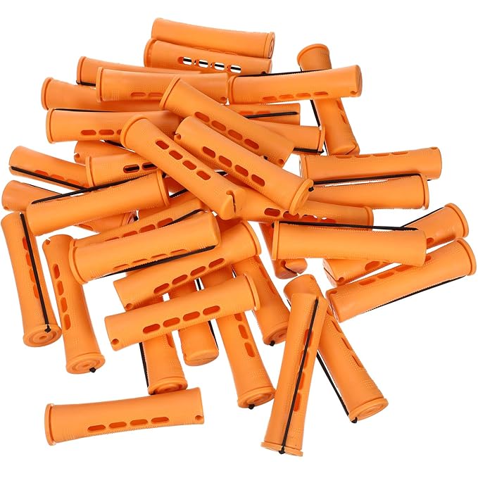 WILLBOND 60 Pcs Perm Rods for Long Hair Plastic Curl Rods Cold Wave Irons Curling Roller for Hair Styling Hairdressing Tools (0.87 Inch, Orange)