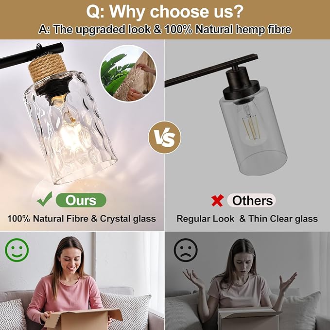 Bathroom Light Fixtures, 5-Light Coastal Vanity Lights with Crystal Glass Shade, Black Bathroom Wall Lamp for Mirror Kitchen Hallway Cabinet