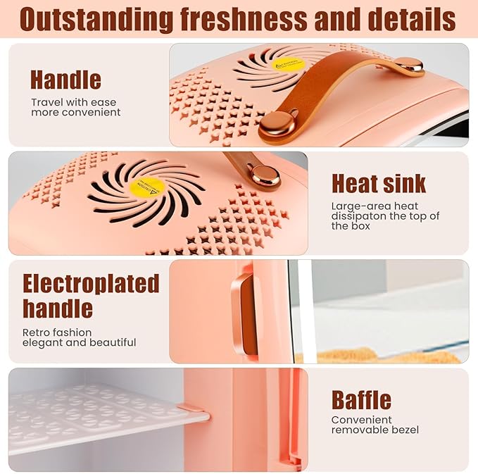 KFO Skincare Fridge 6L with Mirror and Light（3-Light Mode） | Pro-Style Beauty Fridge for Bedroom & Makeup | 6°C Cooling + 20dB Ultra-Quiet | 8-Can Drink and Cosmetic Storage & Adjustable Shelf