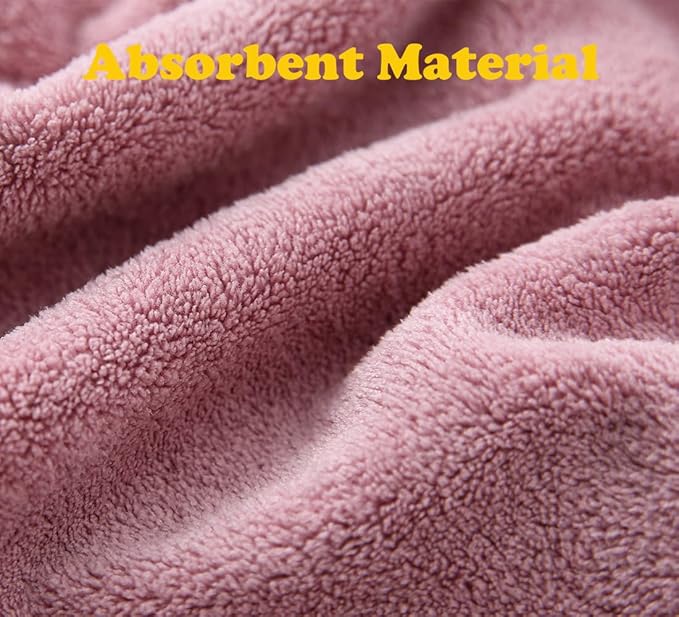 2 Pack Microfiber Hair Towel Wrap,Hair Drying Towel with Button Design,Head Towel to Dry Curly Hair Quickly (Bean Pink)