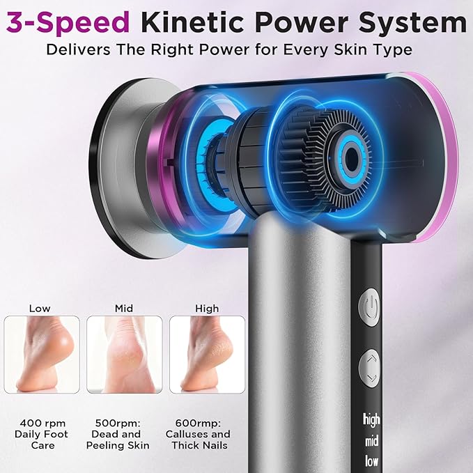 Electric Foot Callus Remover, Apply Oil,Foot SPA, Foot File,Reusable Nano-Glass Head, Ergonomic Premium Aluminum Callus Remover for feet, Rechargeable Pedicure Tools for Feet,Gifts for Men Women