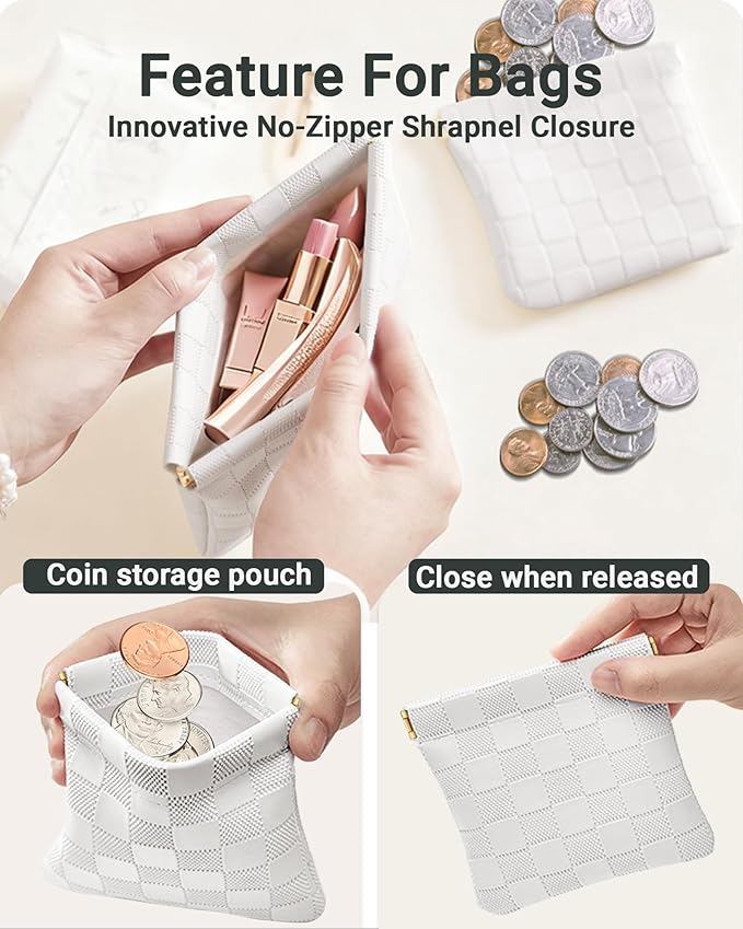 2 PC Small Makeup Bag for Purse, Lipstick Holder & Purse Organizer Pouches, Waterproof Faux Leather Cosmetic Bag, Slim Travel Makeup Pouch for Women Daily & Travel Essentials