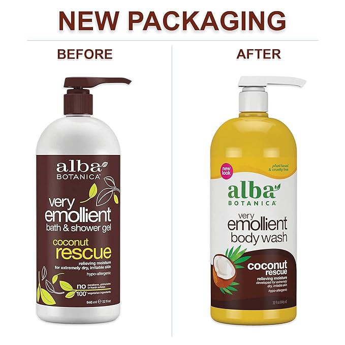 Alba Botanica Very Emollient Body Wash, Coconut Rescue, 32 Oz