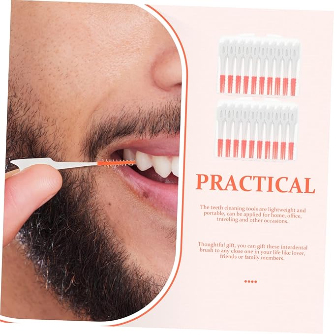 Interdental Brush Set 80pcs Portable Dispenser Flexible Gum Massager for Effective Oral Care for Teeth Gaps and Use