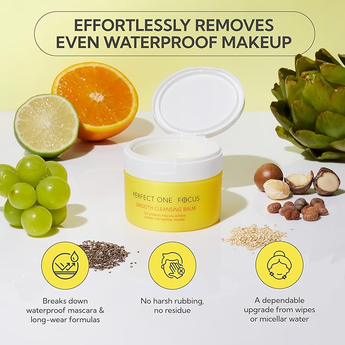 PERFECT ONE FOCUS Smooth Cleansing Balm Makeup Remover – Makeup cleansing balm that melts away makeup and impurities while moisturizing – Gentle Face Wash Balm - Great for Travel, 2.64oz(75g)