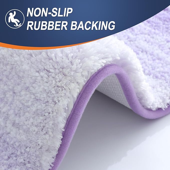 OLANLY Bathroom Rug Set 2 Piece, Soft Absorbent Microfiber Bath Mats and U-Shaped Contour Toilet Rug, Non-Slip, Machine Wash Dry, Plush Shaggy Bath Mats for Bathroom (30"x20"+24"x20", Light Purple)