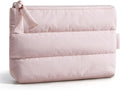 BAGSMART Small Makeup Bag, Puffy Portable Cosmetic Pouch with Charm Zipper, Water-Resistant Travel Organizer for Women (Baby Pink, Small)