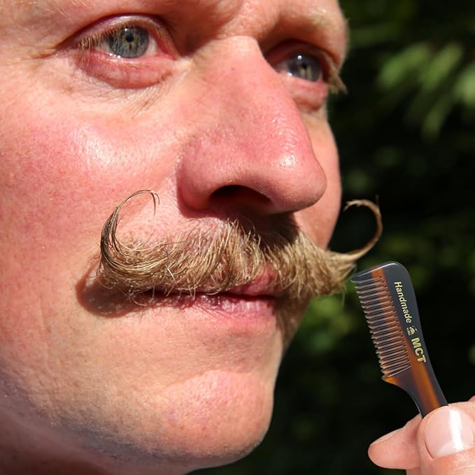 G.B.S MCT Handmade Fine-Toothed Beard Mustache Comb, Saw-Cut and Hand Polished