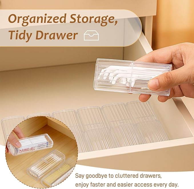 7 Pcs Travel Cotton Swab Holders – Mini Dustproof Swab Cases for Makeup, Cotton Balls, Floss, Hair Ties & Small Cosmetic Storage