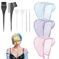 3 Pcs Hair Highlighting Caps, Bleach Cap Coloring Frosting Dye Kit, Highlighting Kit, Highlight Cap with Hooks Highlight Hair Coloring Frosting Dye Kit for Salon Hair Dyeing Hairdressing