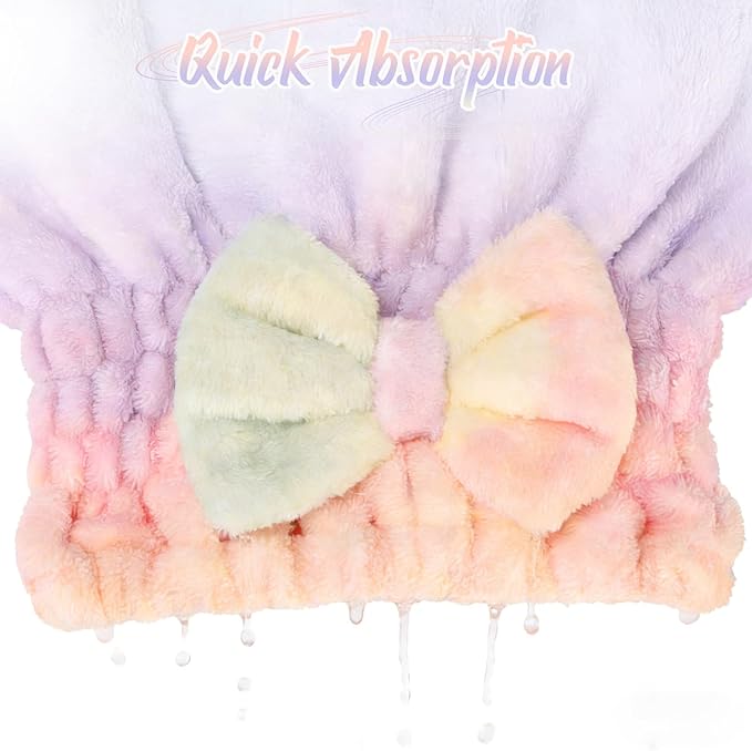 New 2Pcs Super Absorbent Microfiber Hair Towel Wrap for Wet Hair - Fast Drying & Soft Hair Drying Caps for Home (2 PCS)