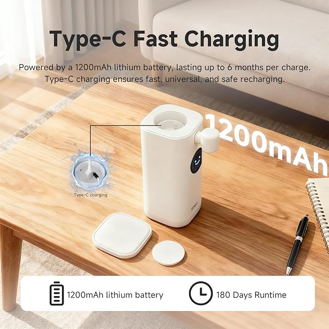Automatic Foaming Soap Dispenser 350ml Touchless - Smart Hand Soap Dispenser with LED Smile Timer, Type-C Rechargeable 180-Day Battery, IPX7 Waterproof, Wall Mounted for Bathroom & Kitchen