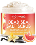 O Naturals Exfoliating Scrub, Natural Dead Sea Salt Deep-Cleansing Face & Body Scrubs. Anti-Cellulite Tones Helps Oily Skin, Acne, Ingrown Hairs & Dead Skin Remover - Grapefruit and Vanilla Oil 18oz