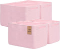 Storage Baskets for Organizing, 4 Pack Baskets for Shelves, Decorative Storage Bins for Shelves, Cotton Rope Storage Basket with Handles, Woven Basket for Storage, 13''Lx8.7''Wx7.9''H, Pink