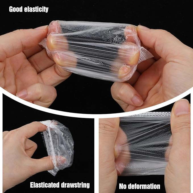 200 PCS Disposable Ear Covers for Shower, Clear Elastic Ear Shower Caps Hair Dye Ears Protectors, Ears Covers for Hair Colouring and Beauty Treatments