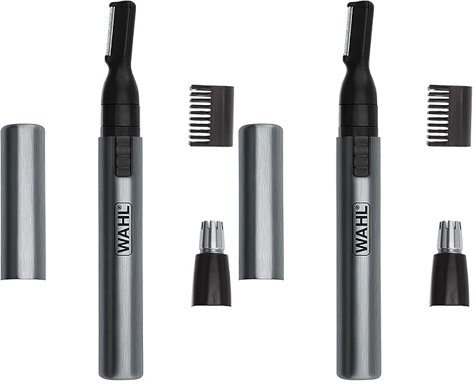WAHL Micro Groomsman Personal Trimmer, Battery Powered | Rinseable Heads | Interchangeable Heads | For Facial Detailing | Model 05640-600