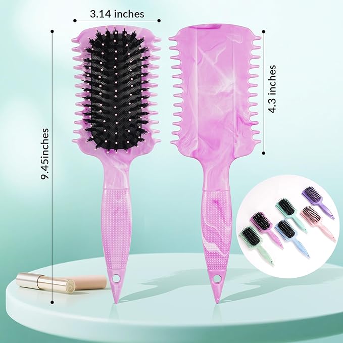 Curl Defining Brush, Curly Hair Brush Products for Effortlessly Detangling Shaping and Styling Women's Men's Curls on All Wet or Dry Hair Types, Reduces Frizz (Marble Purple)