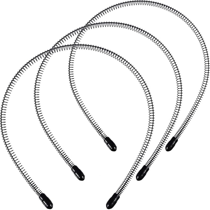 WILLBOND 3 Pack Unisex Hair Band Metal Headband Black Head Band Spring Wavy Nonslip Men Women Sports Fashion Headwear (Small Spring)