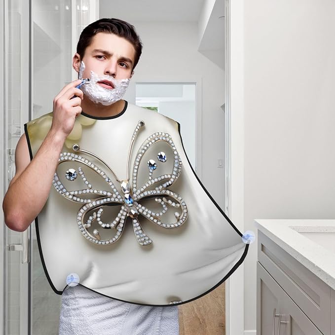 Rabbit Background Print Beard Bib Shaving Apron, Beard Hair Trimming Cape Gift For Dad
