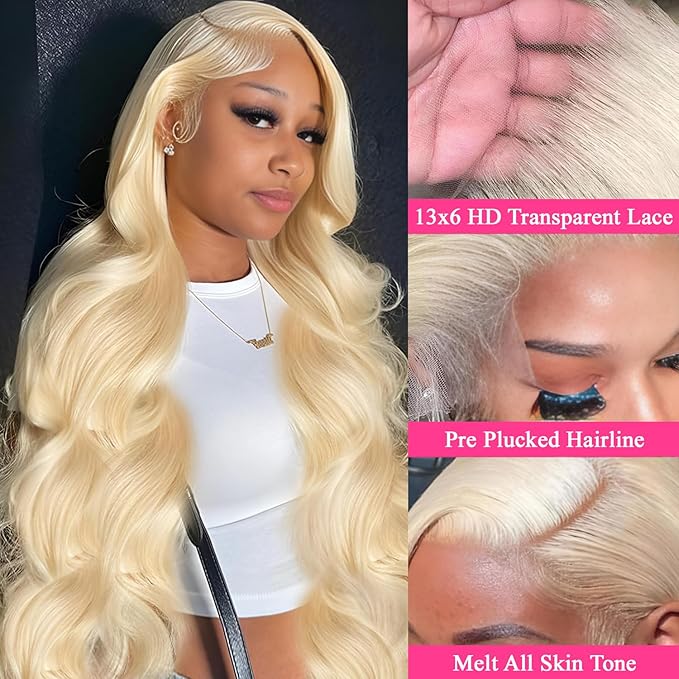 Sunelk 613 13x6 Lace Front Wigs Human Hair 22 Inch Blonde Wig 200 Denisity Body Wave Lace Front Wigs Human Hair Pre Plucked 613 HD Lace Frontal Wig