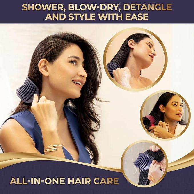 Vented Brush for Blow Drying, Shower & Thick, Coily or Straight Hair | Detangling Brush with Curved Vents & Wide Frame (Empowered Purple)