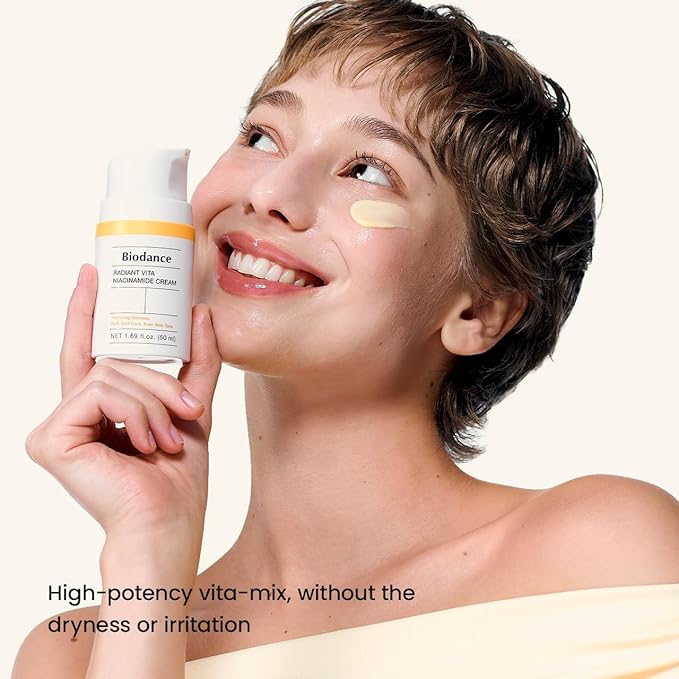 BIODANCE Radiant Vita Niacinamide Cream, Brightening, Dark Spot Correcting, Hydrating Facial Moisturizer with Vitamin C, B12, Korean Skin Care | 1.69 fl.oz, 50ml