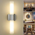 Kalium Bathroom Wall Sconce Fixture, 21 Inch Modern Vanity Lights with Frosted Glass Shade, Indoor Sconces Lighting Wall Decor Lamps for Bathrooms Living Room Stairs Bedroom (Silver)