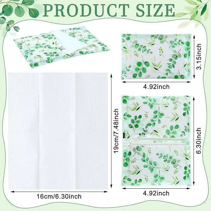 Geyee 50 Packs Tissue Travel Size Facial Paper Napkins Travel Packs Disposable Pocket Tissues for Wedding Guest Traveling School Purse Home Supplies, 500 Sheets 3 Ply(Leaves)