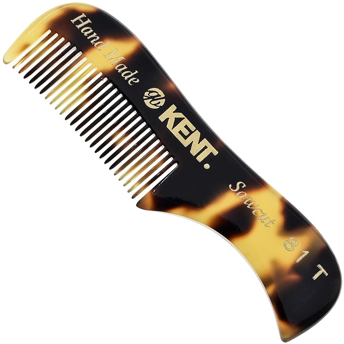 Kent A 81T TY X-Small Men's Beard and Mustache Comb, Fine-Toothed for Facial Hair Grooming and Styling. Quality Cellulose Acetate, Saw-cut Polished. Made in England