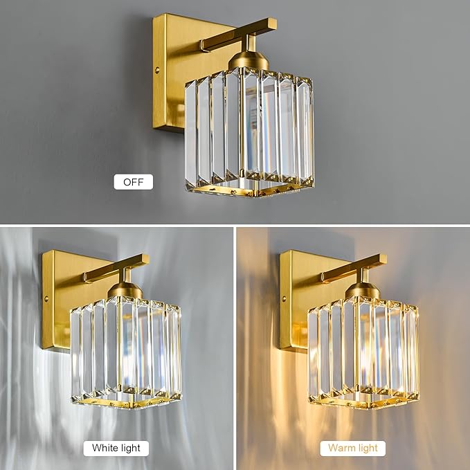 Wall Sconces Crystal Gold Wall Sconce Set of Two Indoor Wall Lamp Modern Wall Light Bathroom Vanity Light Fixtures Wall Lighting Wall Mounted Room Sconce