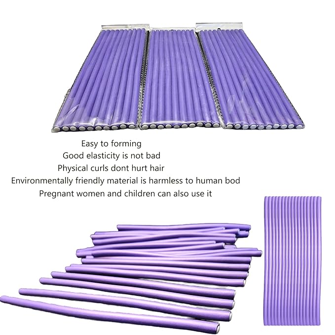 10 Pcs 9.45'' Purple Flexible Curling Rods Twist Foam Hair Rollers Soft Foam No Heat Hair Rods Rollers Curler for Women with Long and Short Hair (Purple, 0.31 x 9.45in)
