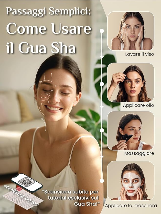 Rena Chris Gua Sha Facial Tools, Black Obsidian Guasha Tool for Acupuncture, Manual Massage Tool for Jawline Sculpting and Puffiness Reducing, Gua Sha Facial Tool with Silicone Case (Onyx Black)