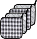 Joyhalo 4 Pack Pot Holders for Kitchen,Cotton Oven Holder with Great Heat Resistance,Non Slip Hot Pads for Kitchen Clearance,Black Buffalo Plaid