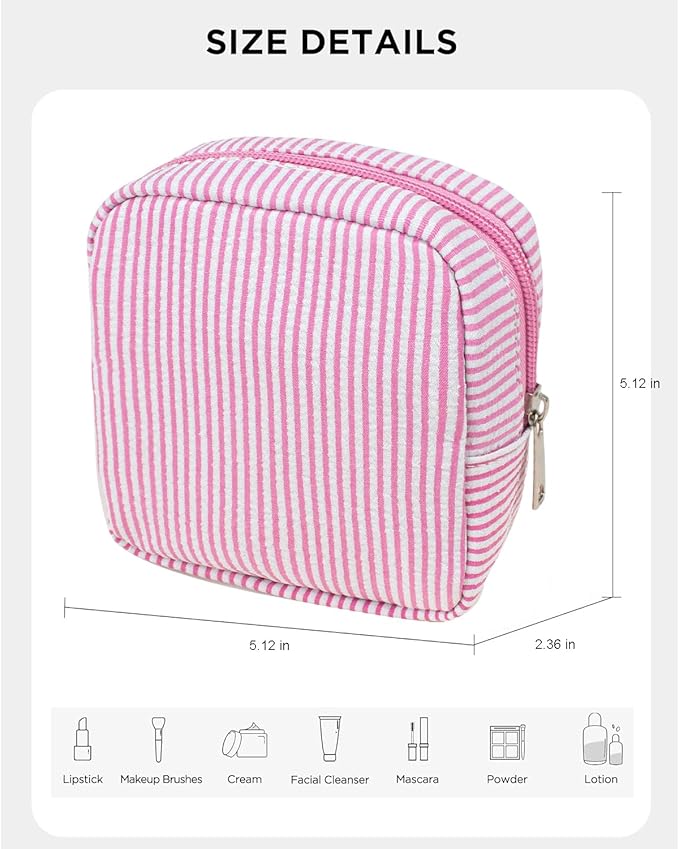 Small Makeup Bag, Mini Makeup Pouches for Purse Cute Cosmetics Bag Pouch with Slip-in Pockets Small Travel Toiletry Bag Makeup Storage Bag Lipstick Organizer Purse Essentials