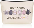 Cat Makeup Bag For Cat Lover Easter Gifts: Cosmetic Bag & Toiletry Pouch Just A Girl Who Love Cats Themd For Mom, Daughters, Friends,Teen Girl & Women.Ideal Gifts For Travel, Birthdays.