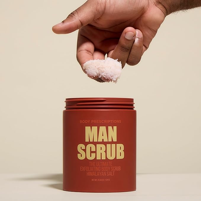 Body Prescriptions Men’s Exfoliating Body Scrub – Ultimate Skin Cleansing Wash in Jar with Twist-Top Lid, For All Skin Types, 21 Ounce (Pack of 1), Himalayan Salt