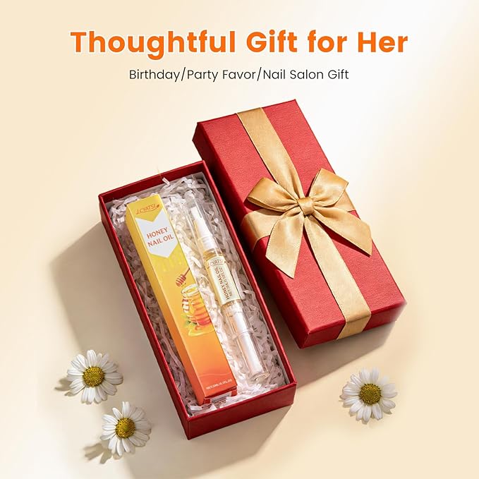 Honey Nail Oil Treatment for Growth & Strength, Cuticle Oil Pen to Deeply Nourish, Moisturize & Repair Dry, Brittle, Peeling & Damaged Nails, Mother's Day Gifts for Mom