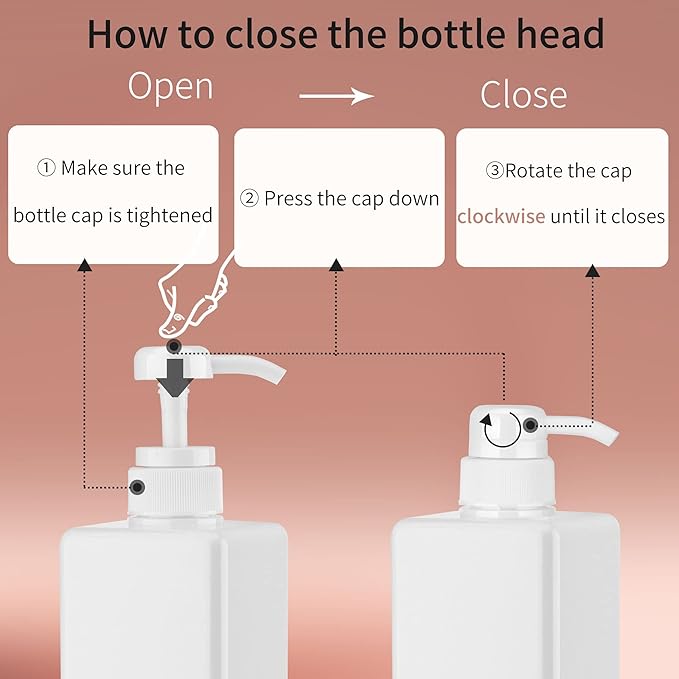 450ml (15.2oz) Pump Bottle Dispenser Jansburg 2Pack Refillable Square Plastic Lotion Dispenser Empty Lotion Pump Bottle for Essential Oil Soap Lotion Shampoo, Bathroom/Kitchen/Travel White