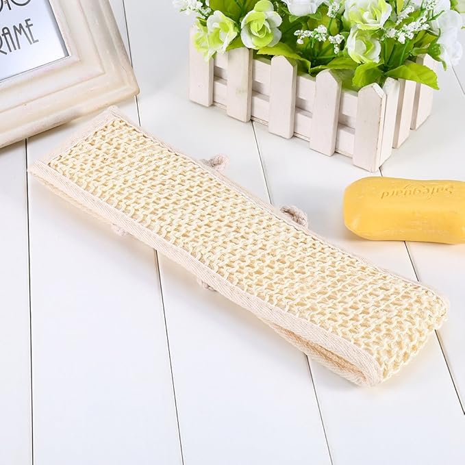 Loofah Back Scrubber Strap, Bath Wash Exfoliating Strap for Shower Massage Sponge Body Back Washer for Men and Women, Skin Care Bathing Accessories