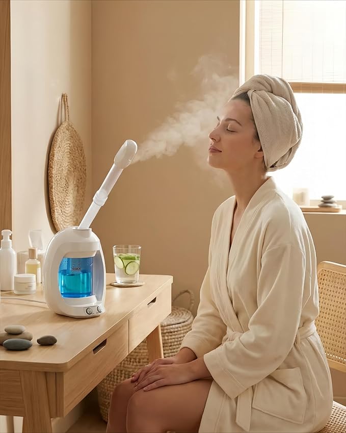 Facial Steamer, Face Steamer for Esthetician and Nano Ionic Portable Ozone Hair Steamer, Professional Facial Steamer for Home Facial Spa(White)