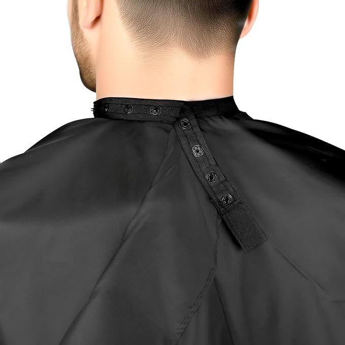 Hair Cutting Cape with Adjustable Snap Closure, Professional Barber Cape, Haircut Salon Supplies for Men and Women - 57" x 51"(Black)