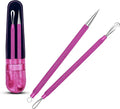 EFAH Care 2Pcs Stainless Steel Pimple Extractor Acne Treatment Tool Surgical Blemish Grade Blackhead Remover Perfect for face and Nose Easy to Clean (Pink)