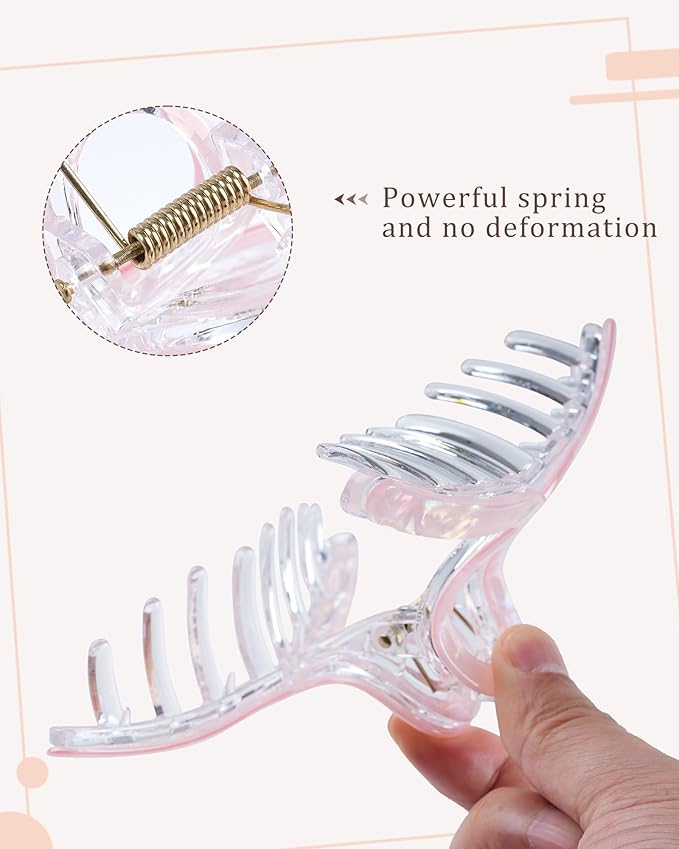Molans 5Inch Large Hair Claw Clips 4 PCS for Women - Acrylic Hair Accessories for Thick Hair and Long Hair, Big Strong Durable Hair Applique, Oversized Non-slip Rectangle Butterfly Jaw Hair Clips