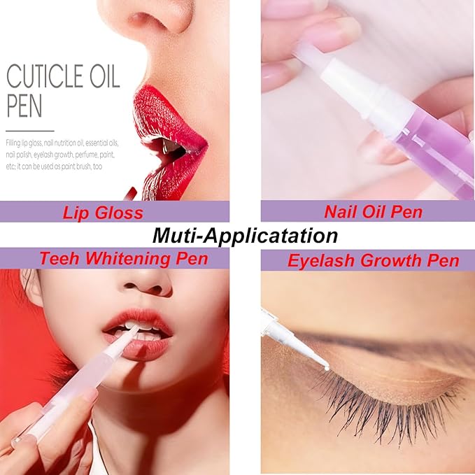 12 Pcs 3ml Empty Cuticle Oil Pens, Fillable Nail Oil Pen with Brush, Transparent Twist Pens, Lip Gloss Cosmetic Container