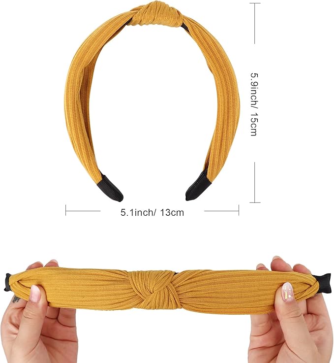 DRESHOW 8 Pack Knotted Headbands for Women Wide Turban Headband Yoga Exercise Ribbing Hair Hoop Hair Bands Accessories