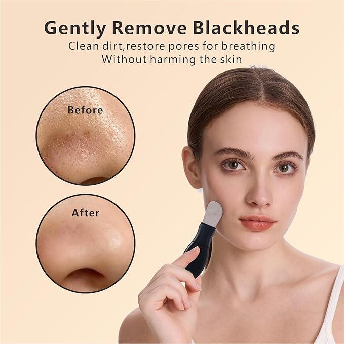 Face Washing Brushes,Blackhead Removal Tools,3Pcs Pore Cleaning Brush, Skin Scrubber Face Spatula,Double-Headed Blackhead Extractor Pimple Extractor,Face Scraper for Deep Cleansing (Black)