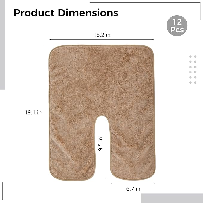 DIMEGON 12 PCS U-Shaped Facial Towels, Split Design, Soft Esthetician Towel, Facial Stem Massage Cleansing Towel, Coral Fleece Face Cloth for Beauty Salons, Skin Care, SPA Centers