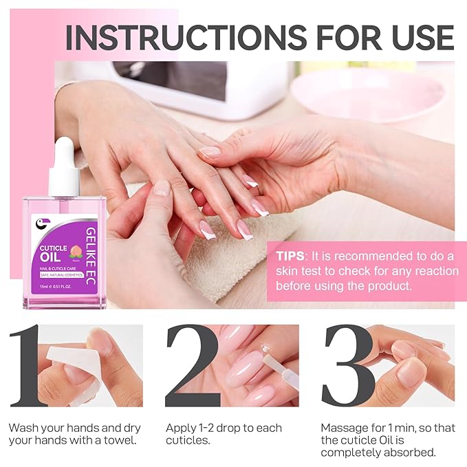 Nail Cuticle Oil for Moisturize and Repair - Gelike EC Easy and Quick Absorb Cuticles Care Treatment - Natural Peach Smells for Women and Men Dry Damaged Thin Nails